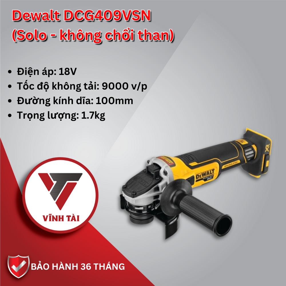 Dewalt DCG409VSN (Solo - không chổi than)